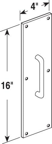 Linha Prime J 4578 Placa de tração da porta, 4 polegadas x 16 polegadas, alça oval, latão polido