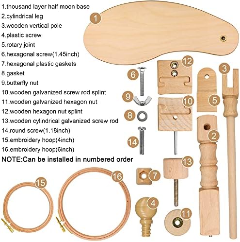 Suporte de bordado alto de madeira, suporte ajustável de arco cruzado com arco de bordado de 4 '' '-6'