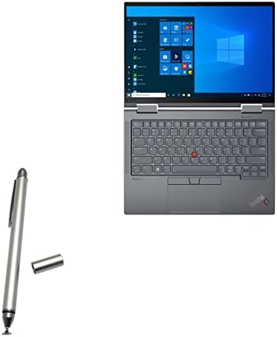 Caneta de caneta de ondas de ondas de caixa compatível com Lenovo ThinkPad X1 Yoga - caneta capacitiva de dualtip, caneta de caneta de caneta capacitiva de ponta da ponta da fibra - prata metálica de prata metálica