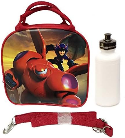 Disney New 2014 Hit Movie Big Hero 6 Baymax Hero lancheira Bolsa com alça de ombro + garrafa de água - Red
