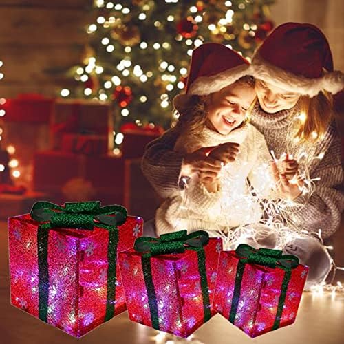 Caixas de presente iluminadas Decorações de Natal ao ar livre para a varanda da árvore de Natal Favores em casa favores para crianças