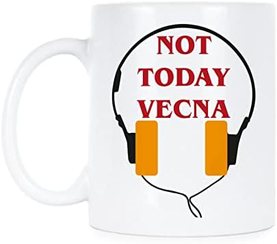 Temos bom hoje, caneca de café Vecna ​​com copo de fones de ouvido
