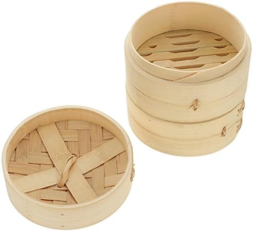 Hemoton Steamer Basket Bosco vaporizador 3pcs kit de vapor de bambu Kit de 2 camadas a vapor de 13 cm de panela de cesta de vapor chinesa com tampa para dim sumest sobremesa pão de bolinho de bolinho de bolsas de bolsa