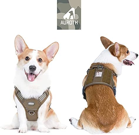 Auroth Tactical Dog Arnness com trenós de cão pesado de 6 pés para cães para cães de raça grande, sem treinar para cães reflexivos do exército