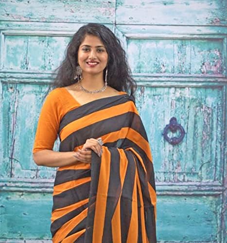 Pacote de algodão das mulheres indianas peegli de 2 sari impresso Sanganeri saree com blusa
