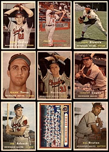 1957 Topps Milwaukee Braves, perto da equipe, colocou Milwaukee Braves VG Braves