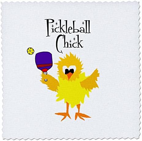 3drose engraçado fofo foge pickleball frango praticando esportes de pickleball. - Quilt quadrados