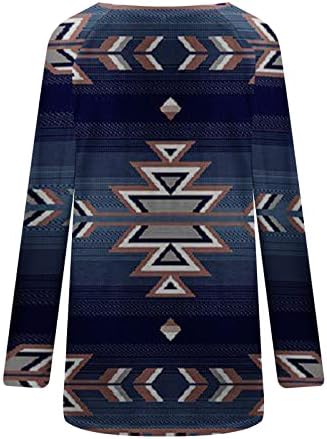 Túnicas para a camiseta étnica de impressão étnica ocidental feminina casual elegante sobre tops longos clássicos de algodão da blusa