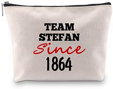 JXGZSO Team Damon/Stefan/Salvatore desde 1864 Bolsa de cosméticos Vampire Fandom Make-up Bag Presente para ela