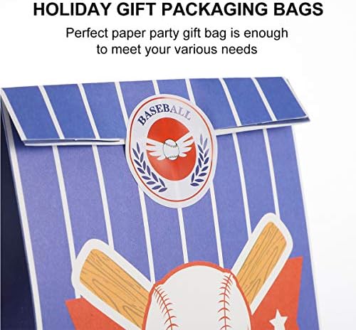 Bolsa de lanche de lanche de nuobesty bolsas de papel sacos de papel de beisebol doces favorita com adesivos papel goodie trate sacolas