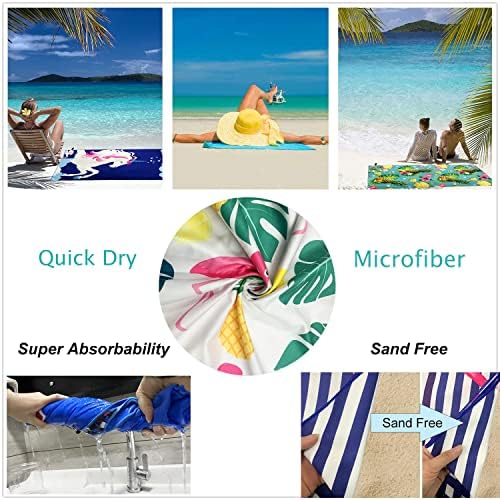 Toalha de praia leve com zíper, toalhas de praia super absorventes para adultos e crianças
