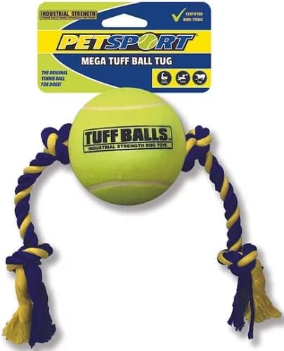 Petsport 2 pacote de mega rebocador de bola com bola de tênis não abrasiva de 6 polegadas, 29 polegadas, para cães grandes