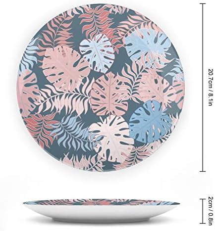 Monstera Palm folhas de design vintage Placa de decoração de China de osso com placa decorativa redonda Home Wobble-Plate