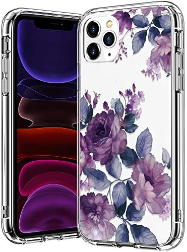 Bicol iPhone 11 Pro Max Case, elegante padrão de flor floral roxa limpo com design de plástico de design com capa de telefone