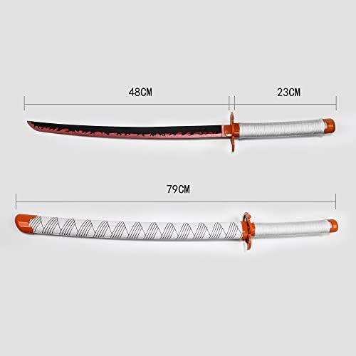 Hejiu Made Katana Anime Cosplay Sword, Real Katana Demon Slayer Anime Samurai Cosplay Sword, Katana japonesa, lâmina de aço inoxidável, 29,5/31 pol.