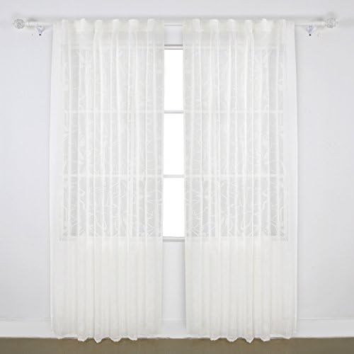 Deconovo Back Tab algodão Janela decorativa Curtes de Voile para portas francesas, 52x95 polegadas, branco