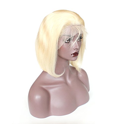 Cabelo de zigue -zague curto Bob Human Hair Wigs para mulheres negras cor 613 loira reta renda frontal Human Human