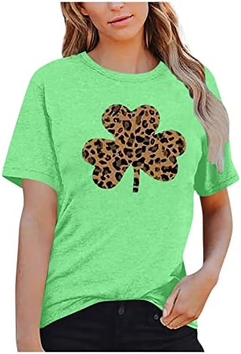 Tops de verão para mulheres, t-shirt curto-shirt de-pescoço superior impressa no dia de St. Patrick's Women Top.