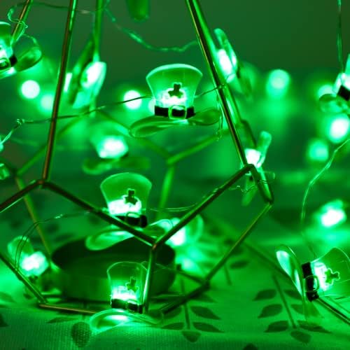 Tentoku 9,6 pés St. Patricks Day String Lights Decorações, 30 LEDs Controlador remoto alimentado por bateria Operado 8 modos de iluminação LED Green Leprechaun Hat Lights for Party Decor Favors Bar Home Garden Decor Decor