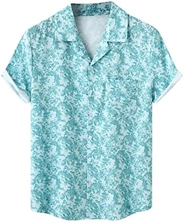 2023 Novo mass de verão masculino casual havaiano estampa litoral de lapela de lapela de praia camisa camisa de manga curta