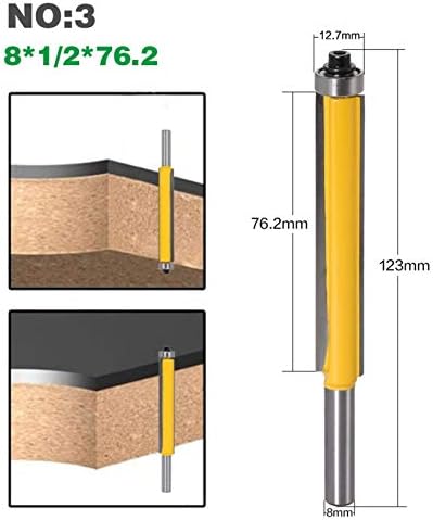 Dlltec Qinlu-CNC Bits de roteador de 8 mm de 2 de nivelamento do roteador com rolamento para madeira, modelo de modelos Bit Bit Tungstênio Cutter de moagem, 1pc, força e uso de vida longa