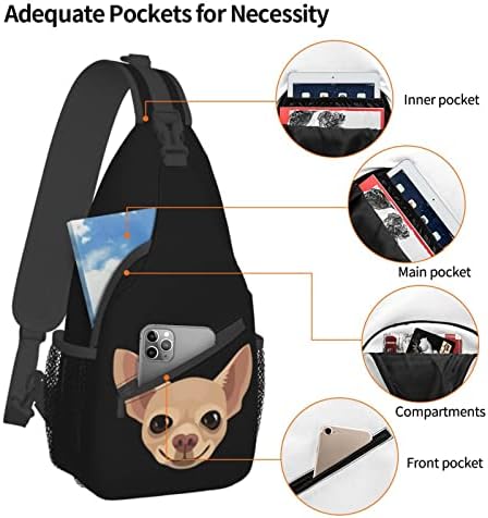 Chihuahua Dog Face crossbody sling backpack saco de viagem bolsa de peito Daypack Fanny Packs Saco de cintura