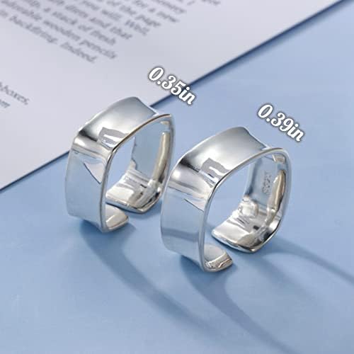 Anéis de prata esterlina de Oayao para homens, anel de polegar de banda larga unissex, anéis de prata robustos, anéis de jóias ajustáveis,