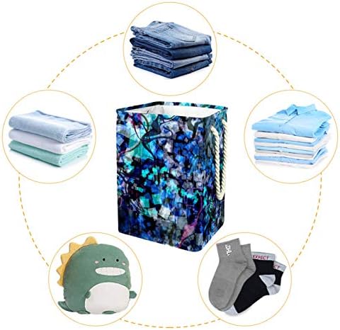 Mapolo Laundry Turmper Abstract Blue Cesto de armazenamento de lavanderia dobrável azul com alças suportes destacáveis