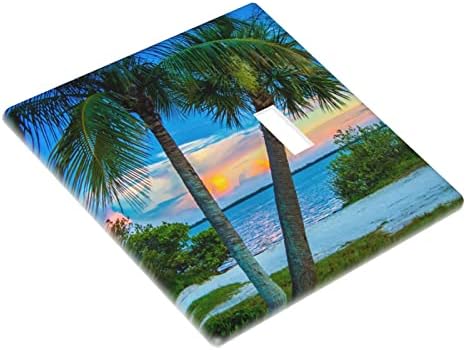 Praia de palmeira de palmeira combinação de nascer do sol 1 em branco Toggle único interruptor de tampa placas de parede Placas de receptáculo