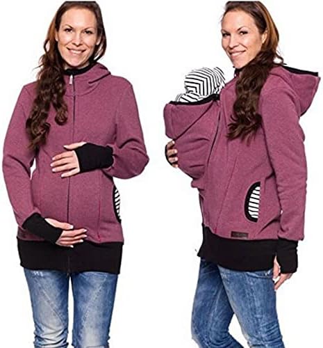 Hobekrk Sweatshirt Roupas de streetwear Cardigan de algodão feminino com capuz com cardigan capô com bolsa de bebê removível