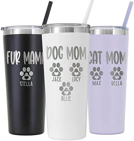 Avito Personalizado Cão Mãe Mãe - 22 oz Tumbler com tampa e palha - Laser Gravado - Aço inoxidável - Isolado a vácuo - Presentes