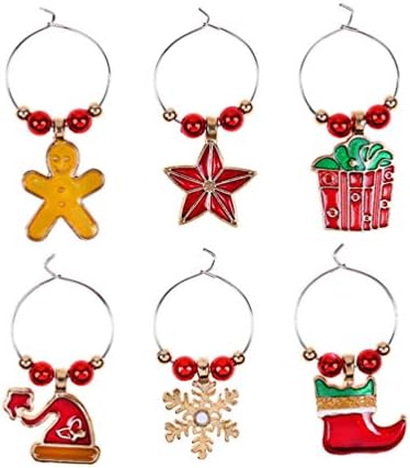 Decoração de natividade de Holibanna 6pcs Christmas Wine Glass Charms Tags Rings Decorative Pingente Party Drop Ornaments
