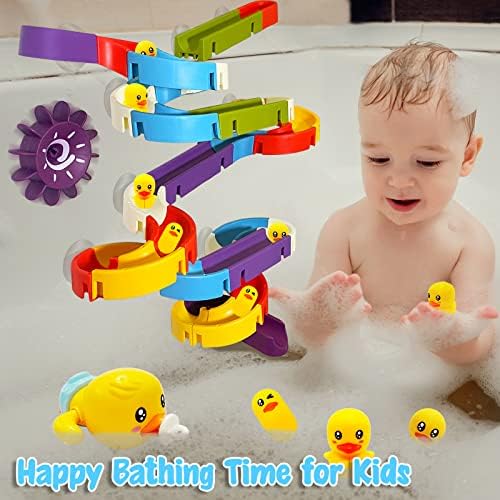 Bath Toys for crianças Bathtub Bathtub Slide para crianças 3 4 5 6 anos, brinquedos de banho para crianças de 4-8, 49 PCs brinquedos de banho de slides DIY com pato de corda, brindes de água de chuveiro presentes para meninos meninas meninas meninas