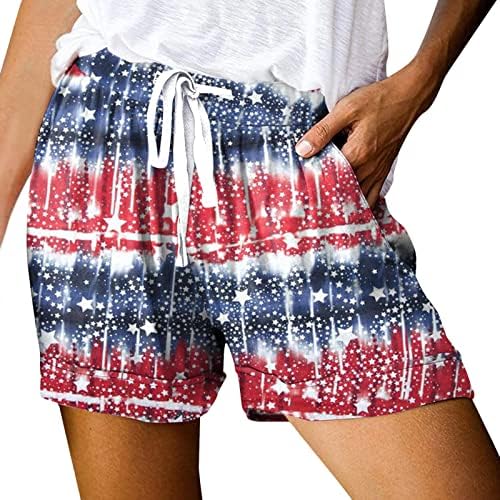 Ruiruilico Patriótico Womens Drawtring Shorts 2023 4 de julho de verão Shorts Casuais Elastic Flowy Shorts com bolsos