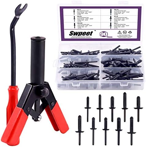 SWPEET 131PCS Poly Rivet Gun Conjunto com ferramenta de remoção de rebite de 1pcs, ferramenta de variedade de variedade de rebites