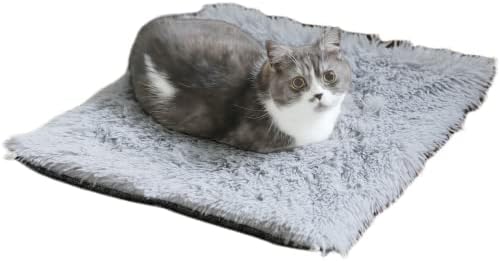Petfelix Self Amoting Cat Mat - tapete de estimação térmica não esquisita, cobertor de gato para gatos internos, isolamento externo lavável para casa de gato, cama de gato portadora, cinza, 25 * 21 polegadas