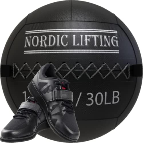 Bola de parede de elevação nórdica 30 lb pacote com sapatos megin tamanho 8.5 - preto