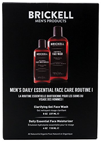 Brickell Men's Daily Essential Cuidado Rotina I, Lavagem de Limpador Facial Gel e Loção de Hidratante Face, Presente para