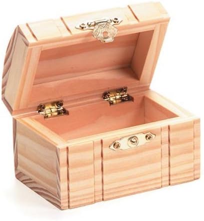 Darice Caixa de madeira inacabada de madeira - madeira inacabada clara com topo e fecho curvos - faça sua própria caixa de presente, baú de tesouros - decore com tinta, pedras e mais - 3,125 x2.375 x2.5