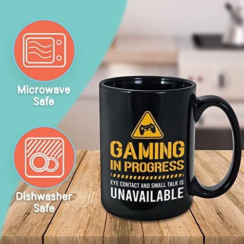 Bubble abraça a caneca de café para jogadores - Progresso para jogos - Video Game Funny Humor Sarcasmo dizendo 15oz preto