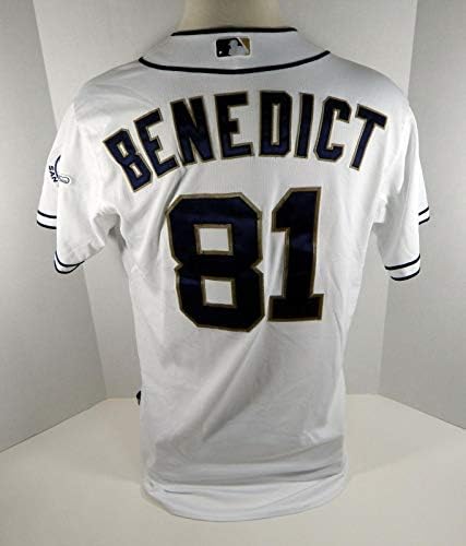 2012 San Diego Padres Griffin Benedict #81 Game usado Jersey White - Jerseys MLB usada