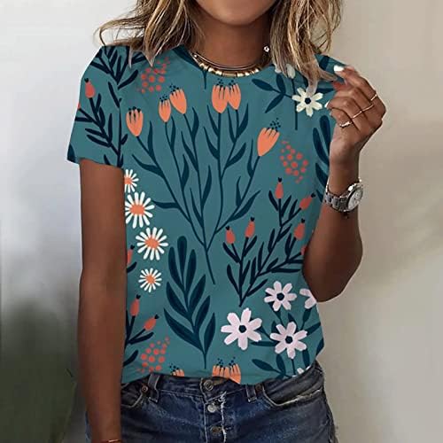 Camisas para mulheres Tee gráfico da moda, verão saindo tops para mulheres de manga curta blusas causal praia camisetas