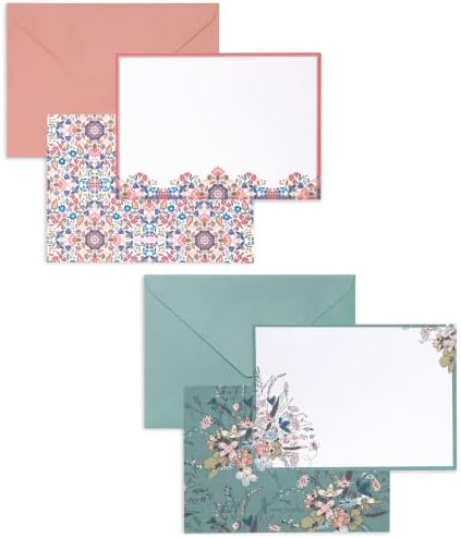 Cartões de correspondência e envelopes em branco de Vera Bradley, todos os artigos de papelaria de 8 com 2 designs coloridos, mandala encantada