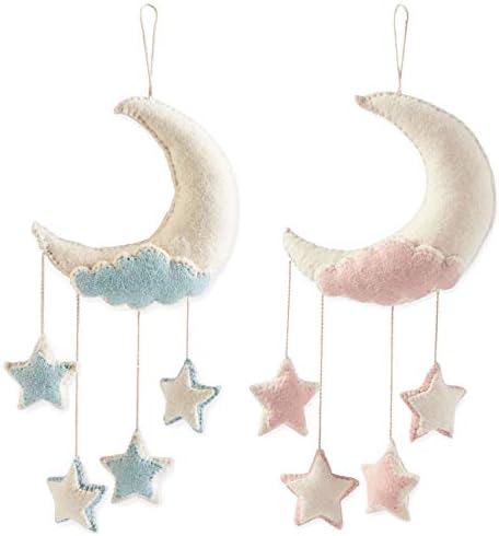 Decoração de berçário da torta de lama Baby Selt Felt Twinkle Little Star Moon Wall pendurado 12000020, 17 x 8, 12000020b