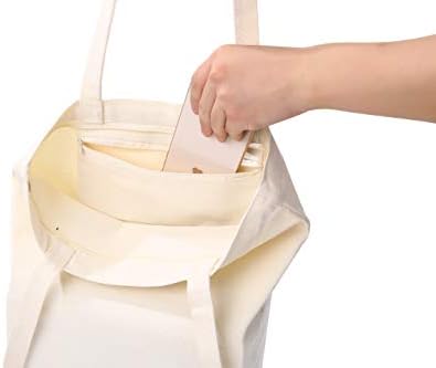 Kelz Kidz grande zíper para sacolas de tela com reforço de fundo e bolso com zíper para artesanato, compras, compras e muito mais!