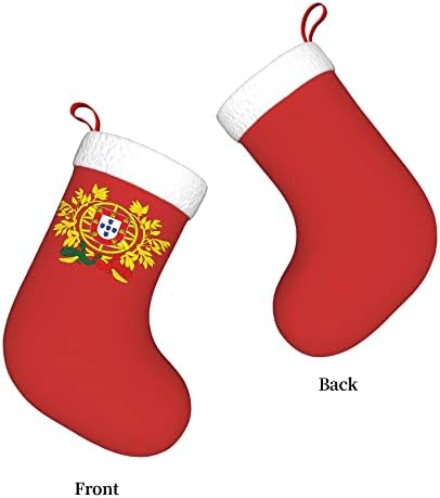 Qg zzx meias de natal com branco super macio punho nacional emblema de portugal meias de natal decorações de Natal meia