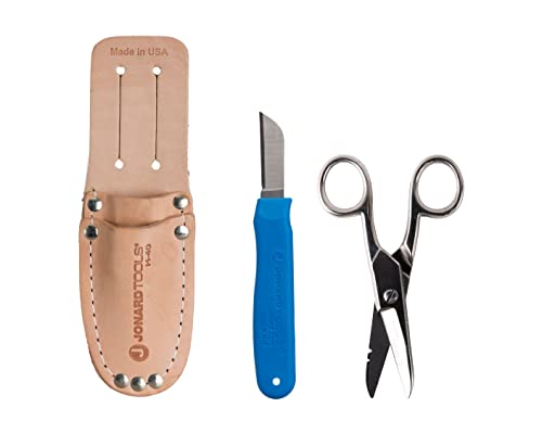 Jonard Tools TK-400 3 peças kit Splicers com faca de emenda incluída, tesoura do eletricista e bolsa de couro