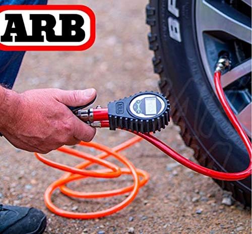 ARB ARB601 Medidor de pressão dos pneus digitais com mangueira trançada e chuck, inflador e deflator 25-75 PSI Leituras