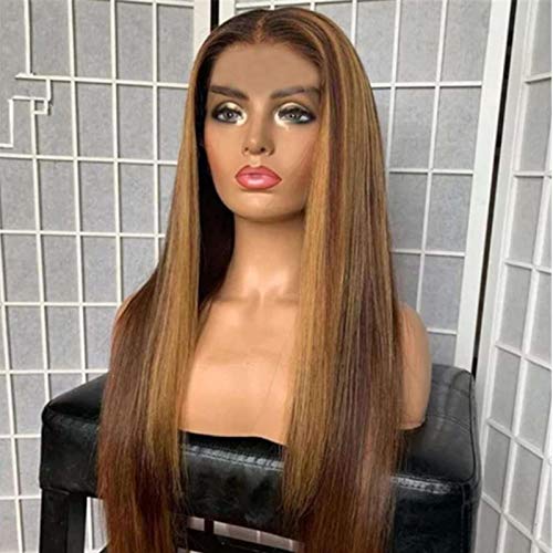 peruca humana de cabelo liso com cabelos femininos marrons pré-cobertos longos peruca reta 360 perucas de renda