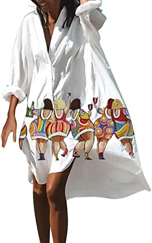 Vestidos de verão ADSSDQ para mulheres 2023 Moda Sexy Sundress Salia de praia Manga de sete pontos Impressão floral Vestido de botão de lapela